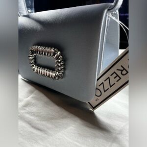 Silver Evening Clutch Bag – New With Tags – Rhinestone Buckle